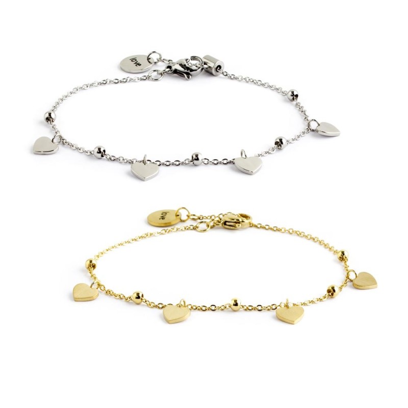 BRACCIALE ACCIAIO CUORI REGOLABILE BRACCIALE ACCIAIO CUORI REGOLABILE