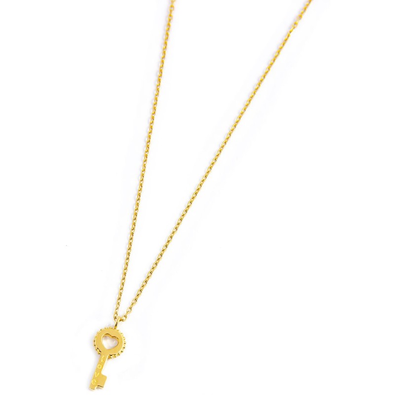 S.S G.IP NECKLACE KEY PENDANT WITH WHITE CRYSTALS S.steel gold ip necklace cross chain, 1 mm width, 0,27 mm thickness, with key