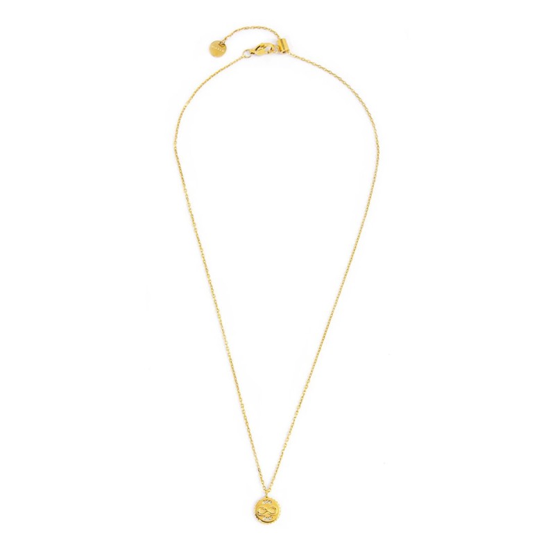 S.S. G.IP NECKLACE MEDAL PEND WITH INFINITY SYMBOL AND CRYSTALS S.steel gold ip necklace cross chain, 1 mm width, 0,27 mm thickn S.S. G.IP NECKLACE MEDAL PEND WITH INFINITY SYMBOL AND CRYSTALS S.steel gold ip necklace cross chain, 1 mm width, 0,27 mm thickn
