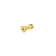 S.S. GOLD IP SINGLE EAR HEART WITH RED CZ STONE S.steel gold ip single earring with heart shape by stamping, 7,43*6,76 mm, 2 mm S.S. GOLD IP SINGLE EAR HEART WITH RED CZ STONE S.steel gold ip single earring with heart shape by stamping, 7,43*6,76 mm, 2 mm