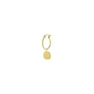 S.S.GOLD IP SINGLE ROUND EAR WITH SQUARED PENDANT S.steel gold ip single round earring with balls texture 16,30 mm diameter, 1,4
