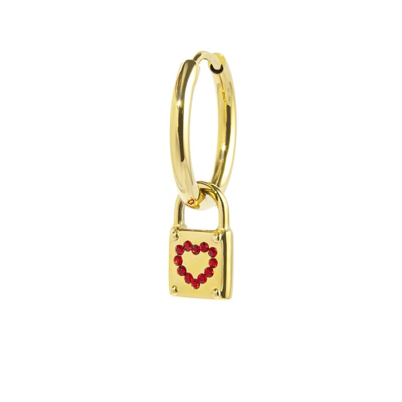 S.S.GOLD IP SINGLE ROUND EAR WITH PADLOCK PEND S.steel gold ip single round earring with pressure closure, 16,30 mm diameter, 2 S.S.GOLD IP SINGLE ROUND EAR WITH PADLOCK PEND S.steel gold ip single round earring with pressure closure, 16,30 mm diameter, 2
