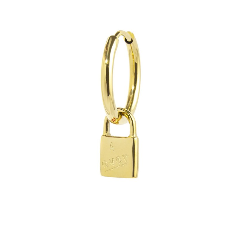 S.S.GOLD IP SINGLE ROUND EAR WITH PADLOCK PEND S.steel gold ip single round earring with pressure closure, 16,30 mm diameter, 2 S.S.GOLD IP SINGLE ROUND EAR WITH PADLOCK PEND S.steel gold ip single round earring with pressure closure, 16,30 mm diameter, 2