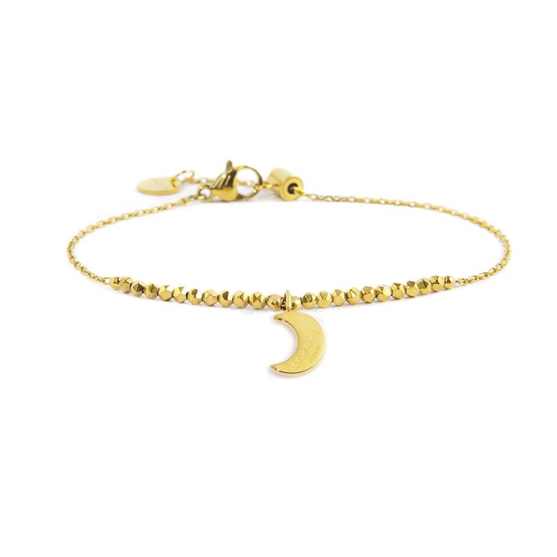 S.S.GOLD IP BRACELET MOON PENDANT AND HEMATITE S.steel gold ip bracelet main chain is "O" chain, 1,20 mm width, 0,26 mm thicknes S.S.GOLD IP BRACELET MOON PENDANT AND HEMATITE S.steel gold ip bracelet main chain is "O" chain, 1,20 mm width, 0,26 mm thicknes