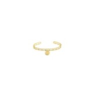 S.S.GOLD IP DOUBLE BANGLE WITH MEDAL S.steel gold ip double bangle size 57*48 mm, the first texture bangle is small balls and se