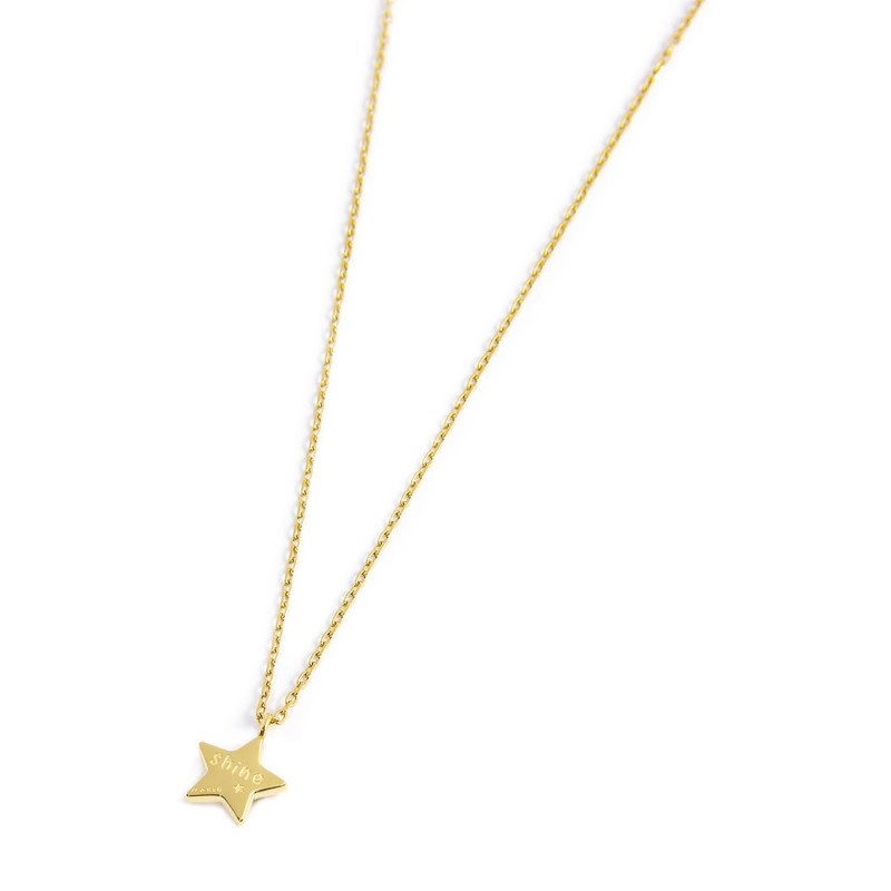 S.S.GOLD IP NECKLACE STAR PEND WITH LIGHT BLUE CZ STONE S.steel gold ip necklace cross chain, 1 mm width, 0,27 thickness, with s