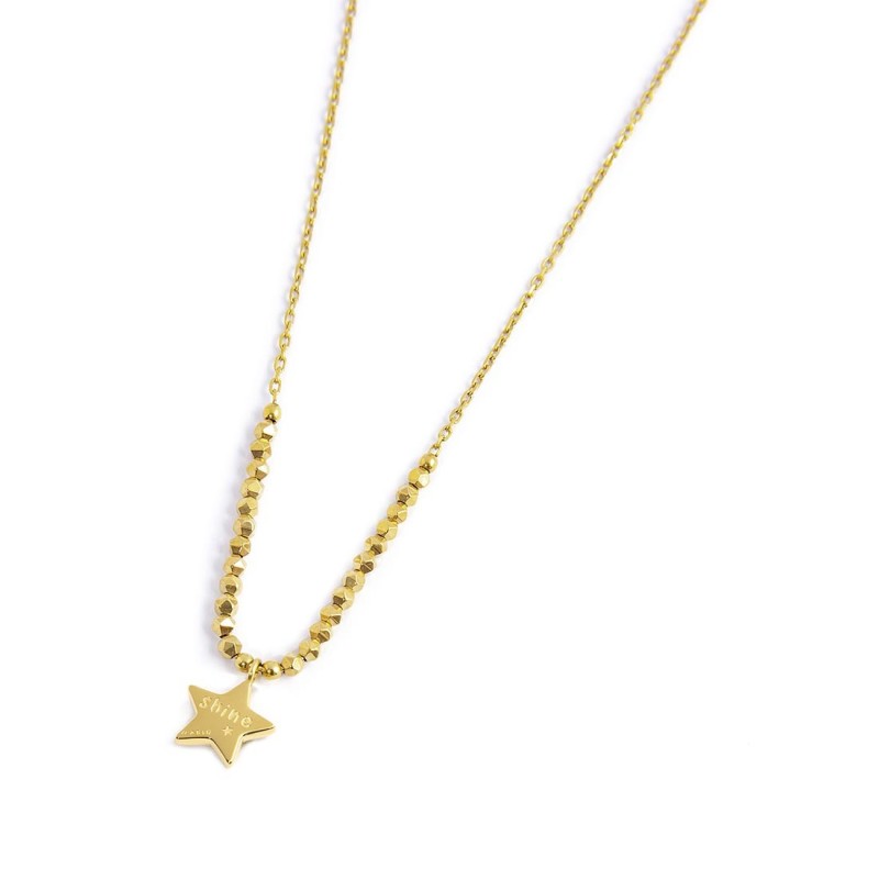 S.S.GOLD IP NECKLACE HEMATITE AND STAR PEND S.steel gold ip necklace main chain is "O" chain, 1,20 mm width, 0,26 thickness. Sec
