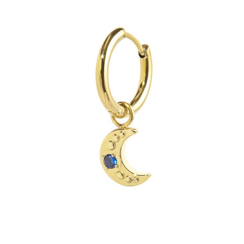 S.S.GOLD IP SINGLE ROUND EARRING WITH MOON PEND S.steel gold ip single round earring with pressure closure, 15,90 mm diameter, 2 S.S.GOLD IP SINGLE ROUND EARRING WITH MOON PEND S.steel gold ip single round earring with pressure closure, 15,90 mm diameter, 2