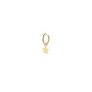 S.S. GOLD IP SINGLE ROUND EARRING WITH STAR PEND S.steel gold ip single round earring with pressure closure, 14,40 mm diameter,