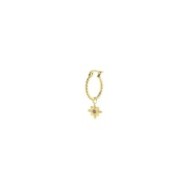 S.S.GOLD IP SINGLE ROUND EARRING WITH WIND ROSE PEND S.steel gold ip single round earring with balls texture 16,30 mm diameter,