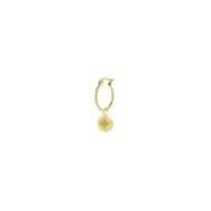 S.S.GOLD IP SINGLE ROUND EARRING WITH MEDAL PEND S.steel gold ip single round earring with balls texture, 16,30 mm diameter, 1,4 S.S.GOLD IP SINGLE ROUND EARRING WITH MEDAL PEND S.steel gold ip single round earring with balls texture, 16,30 mm diameter, 1,4