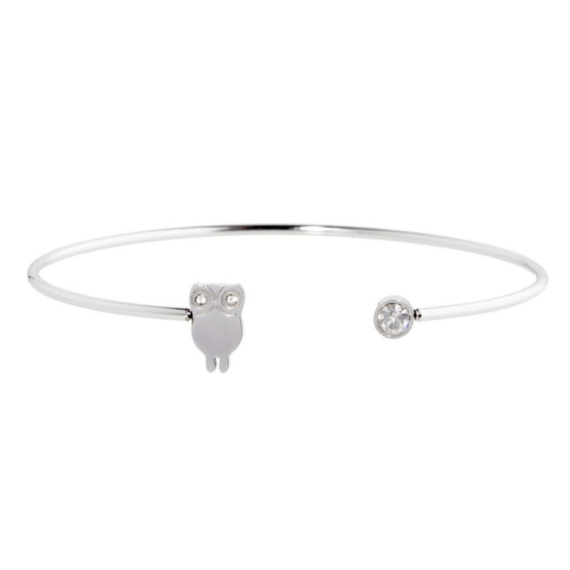 S.STEEL OWL BANGLE WITH CRYSTALS 316 S.STEEL OPEN BANGLE WITH 1 MM ROUND WIRE. DISTANCE BETWEEN 2 ENDS MUST BE 1 CM. ONE END WEL S.STEEL OWL BANGLE WITH CRYSTALS 316 S.STEEL OPEN BANGLE WITH 1 MM ROUND WIRE. DISTANCE BETWEEN 2 ENDS MUST BE 1 CM. ONE END WEL