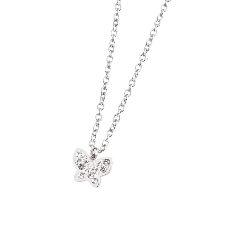 316L  NECKLACE BUTTERFLY WITH STONES 316 S.STEEL NECKLACE 8.5*7*1.5 MM BUTTERFLY WITH CLAY AND RHINOSTONES,1.6MM BALL CHAIN IN 316L  NECKLACE BUTTERFLY WITH STONES 316 S.STEEL NECKLACE 8.5*7*1.5 MM BUTTERFLY WITH CLAY AND RHINOSTONES,1.6MM BALL CHAIN IN