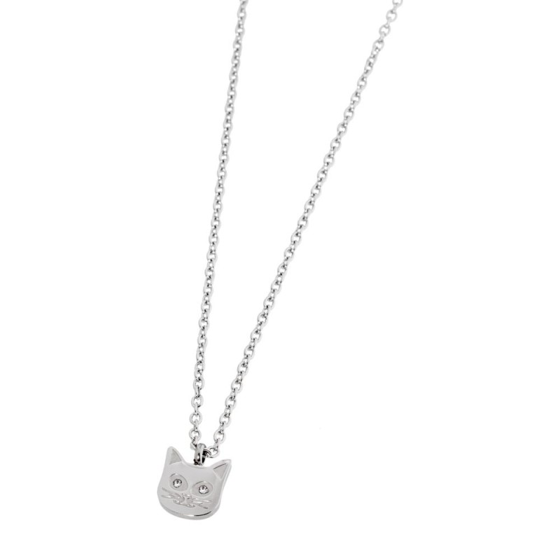S.STEEL CAT NECKLACE WITH CRYSTALS 316 S.STEEL NECKLACE, 6.88*8.11*1.5 MM "CAT" WITH 2 CRYSTAL RHINESTONES IN EYES. 0.4 MM "O" C S.STEEL CAT NECKLACE WITH CRYSTALS 316 S.STEEL NECKLACE, 6.88*8.11*1.5 MM "CAT" WITH 2 CRYSTAL RHINESTONES IN EYES. 0.4 MM "O" C