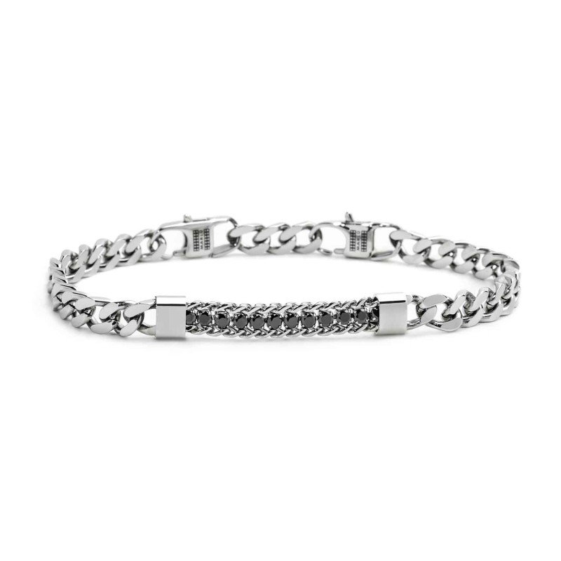 S.STEEL BR GRUMETTA 5,90MM WITH TENNIS CHAIN ELEMENT S.steel bracelet grumetta chain, 5,90 mm width, 2,40 mm thickness. In the c S.STEEL BR GRUMETTA 5,90MM WITH TENNIS CHAIN ELEMENT S.steel bracelet grumetta chain, 5,90 mm width, 2,40 mm thickness. In the c