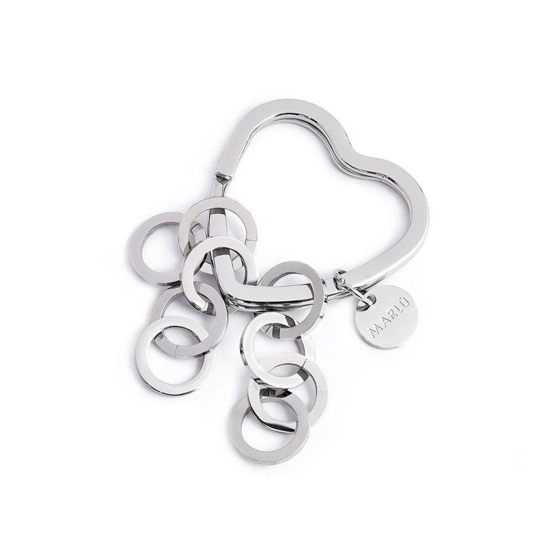 S.STEEL KEYRING HEART WITH RINGS CHAINS Polished s.steel keyring heart shape with 31*31,05 mm, 2,80 mm width, 3 mm thickness, wi S.STEEL KEYRING HEART WITH RINGS CHAINS Polished s.steel keyring heart shape with 31*31,05 mm, 2,80 mm width, 3 mm thickness, wi