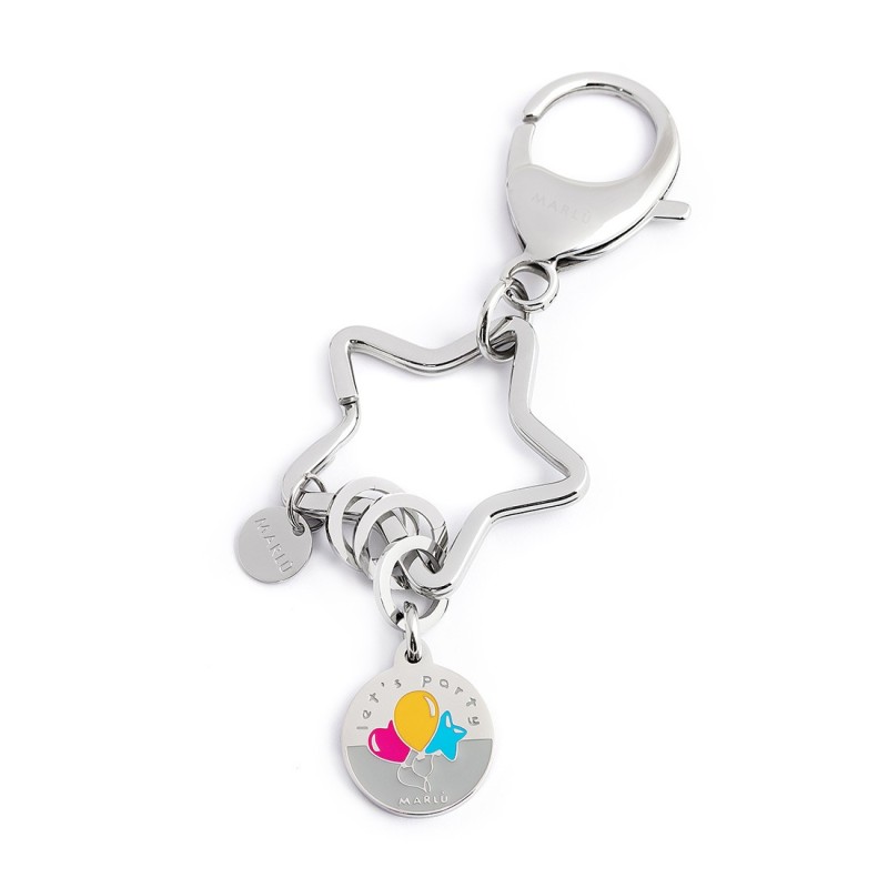 S.STEEL KEYRING STAR WITH RINGS Polished s.steel keyring star shape with 35,05*35,30 mm, 2,70 mm width, 3,30 mm thickness, with S.STEEL KEYRING STAR WITH RINGS Polished s.steel keyring star shape with 35,05*35,30 mm, 2,70 mm width, 3,30 mm thickness, with