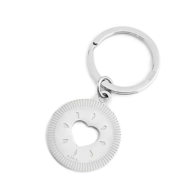S.STEEL KEYRING WITH ROUND PENDANT "GRAZIE DI CUORE" Polished s.steel keyring with round pendant. Keyring is with 30 mm diameter S.STEEL KEYRING WITH ROUND PENDANT "GRAZIE DI CUORE" Polished s.steel keyring with round pendant. Keyring is with 30 mm diameter