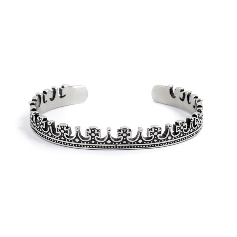 SLAVE BRACELET CROWN KING Steel bracelet and black oil slave queen crown, adjustable. Diameter 6,7 cm height 6.60 mmTime To 12 SLAVE BRACELET CROWN KING Steel bracelet and black oil slave queen crown, adjustable. Diameter 6,7 cm height 6.60 mmTime To 12