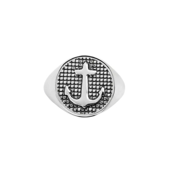 S.STEEL ROUND PLATE WITH ANCHOR Polished s.steel round plate 16,20 mm diameter, 1 mm thickness with on the front side in the mid