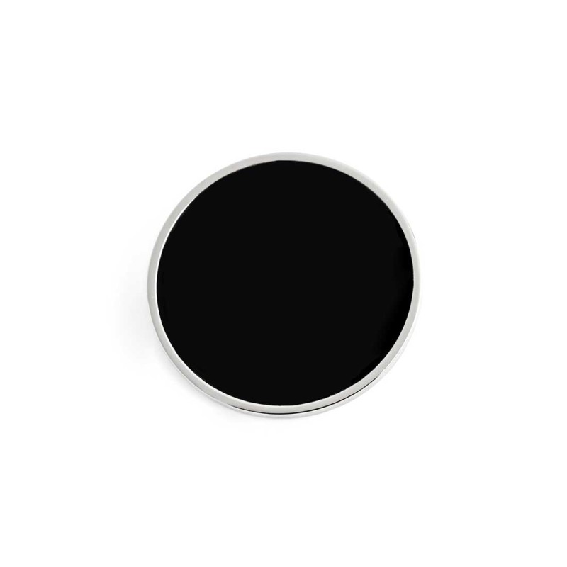 S.STEEL ROUND PLATE WITH BLACK ENAMEL Polished s.steel round plate 16,20 mm diameter, 1 mm thickness with on the front side blac