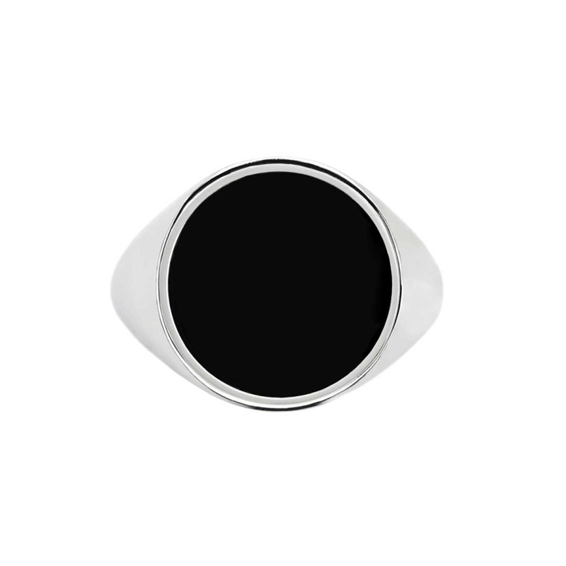 S.STEEL ROUND PLATE WITH BLACK ENAMEL Polished s.steel round plate 16,20 mm diameter, 1 mm thickness with on the front side blac