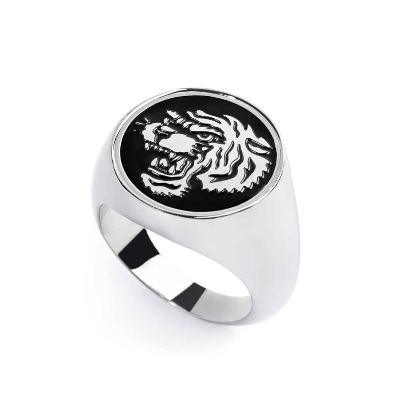 S.STEEL ROUND PLATE WITH TIGER Polished s.steel round plate 16,20 mm diameter, 1 mm thickness with on the front side in the midd S.STEEL ROUND PLATE WITH TIGER Polished s.steel round plate 16,20 mm diameter, 1 mm thickness with on the front side in the midd