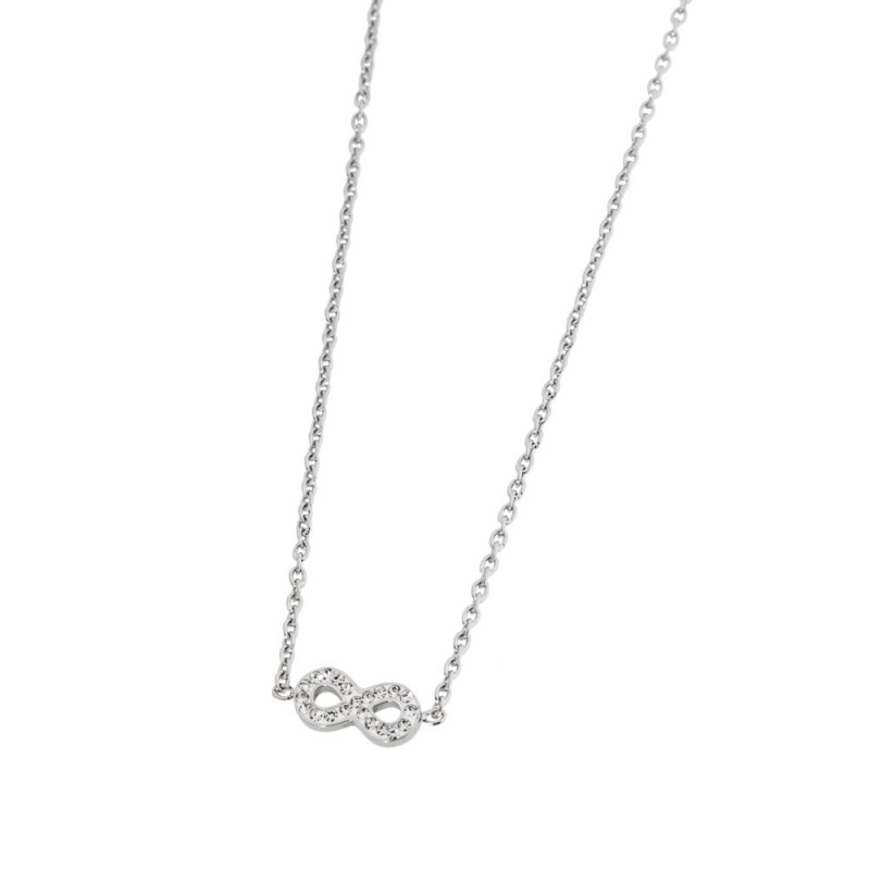 S.STEEL INFINITY NECKLACE WITH CRYSTALS 316 S.STEEL NECKLACE, 4.92*10.2*1.5 MM "INFINITY" WITH CLAY AND CRYSTAL RHINESTONES. 0.4 S.STEEL INFINITY NECKLACE WITH CRYSTALS 316 S.STEEL NECKLACE, 4.92*10.2*1.5 MM "INFINITY" WITH CLAY AND CRYSTAL RHINESTONES. 0.4
