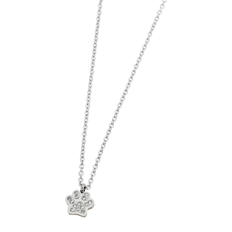 S.STEEL DOG PAW NECKALCE WITH CRYSTALS 316 S.STEEL NECKLACE, 6.38*8.77*1.5 MM "DOG PAW" WITH CLAY AND CRYSTAL RHINESTONES. 0.4 M S.STEEL DOG PAW NECKALCE WITH CRYSTALS 316 S.STEEL NECKLACE, 6.38*8.77*1.5 MM "DOG PAW" WITH CLAY AND CRYSTAL RHINESTONES. 0.4 M