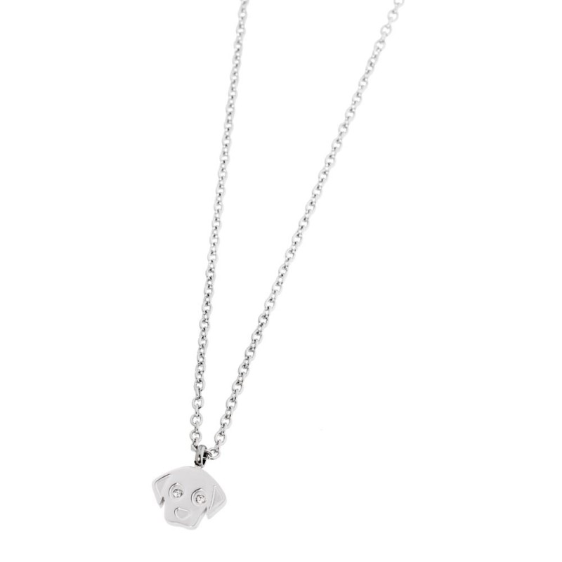 S.STEEL DOG NECKLACE WITH CRYSTALS 316 S.STEEL NECKLACE, 7.58*9.82*1.5 MM "DOG" WITH 2 CRYSTAL RHINESTONES IN EYES. 0.4 MM "O" C S.STEEL DOG NECKLACE WITH CRYSTALS 316 S.STEEL NECKLACE, 7.58*9.82*1.5 MM "DOG" WITH 2 CRYSTAL RHINESTONES IN EYES. 0.4 MM "O" C