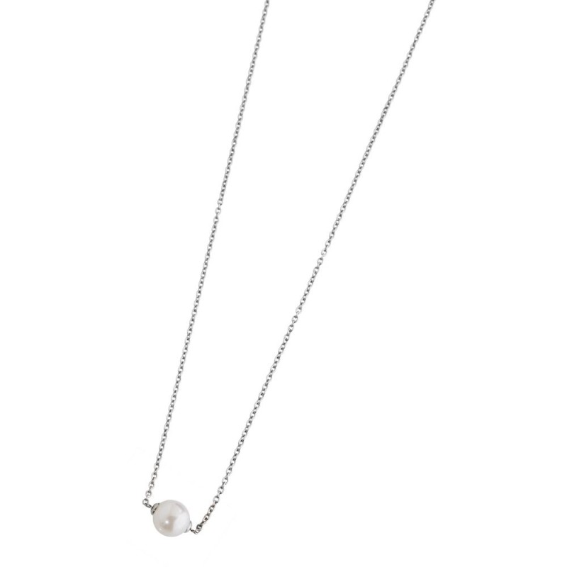 STEEL NEKLACE WITH PEARL 316 s.steel neklace and pearl with two caps welded on the chain, adjustableAccessories: REG0001, MA STEEL NEKLACE WITH PEARL 316 s.steel neklace and pearl with two caps welded on the chain, adjustableAccessories: REG0001, MA