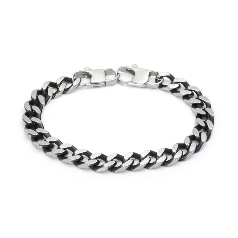 S.S. BRUSHED CHAIN BRACELET BLK OIL Brushed s.steel 2.5mm chain bracelet L 21cm with double locks and black oil finishing MTR25 S.S. BRUSHED CHAIN BRACELET BLK OIL Brushed s.steel 2.5mm chain bracelet L 21cm with double locks and black oil finishing MTR25