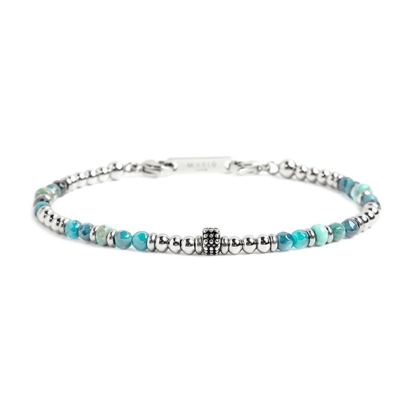 S.STEEL BRACELET 4MM BLU AGATA STONE S.steel bracelet with 4mm blue agate stone, 4.40mm composite turquoise stone, 4mm crome hem S.STEEL BRACELET 4MM BLU AGATA STONE S.steel bracelet with 4mm blue agate stone, 4.40mm composite turquoise stone, 4mm crome hem
