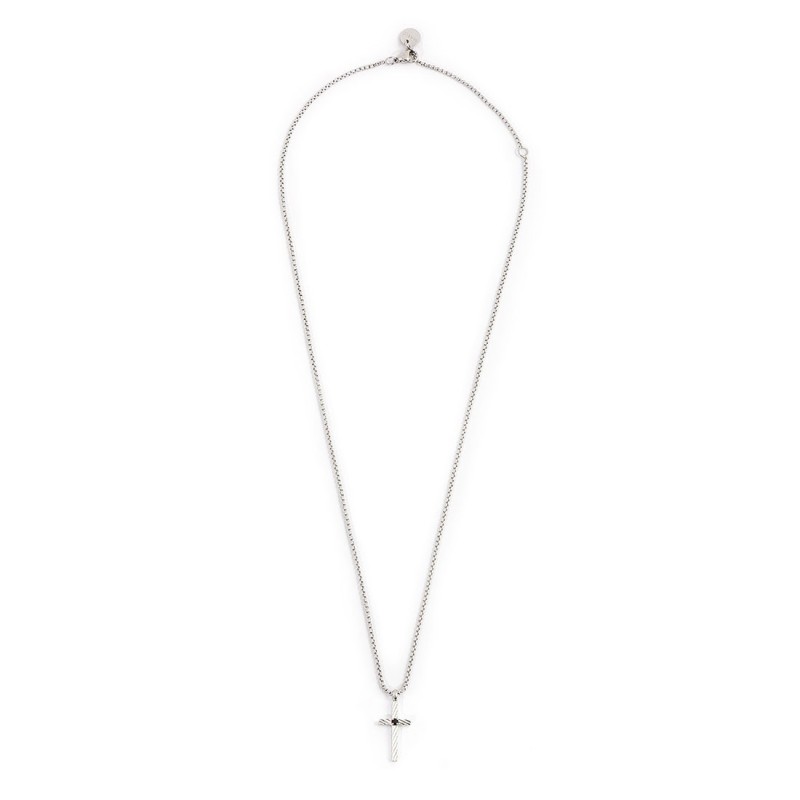 S.STEEL NECKLACE WITH CROSS PENDANT WITH CZ STONE S.steel necklace with box rounded chain, 1,20 mm thickness, with cross pendant S.STEEL NECKLACE WITH CROSS PENDANT WITH CZ STONE S.steel necklace with box rounded chain, 1,20 mm thickness, with cross pendant