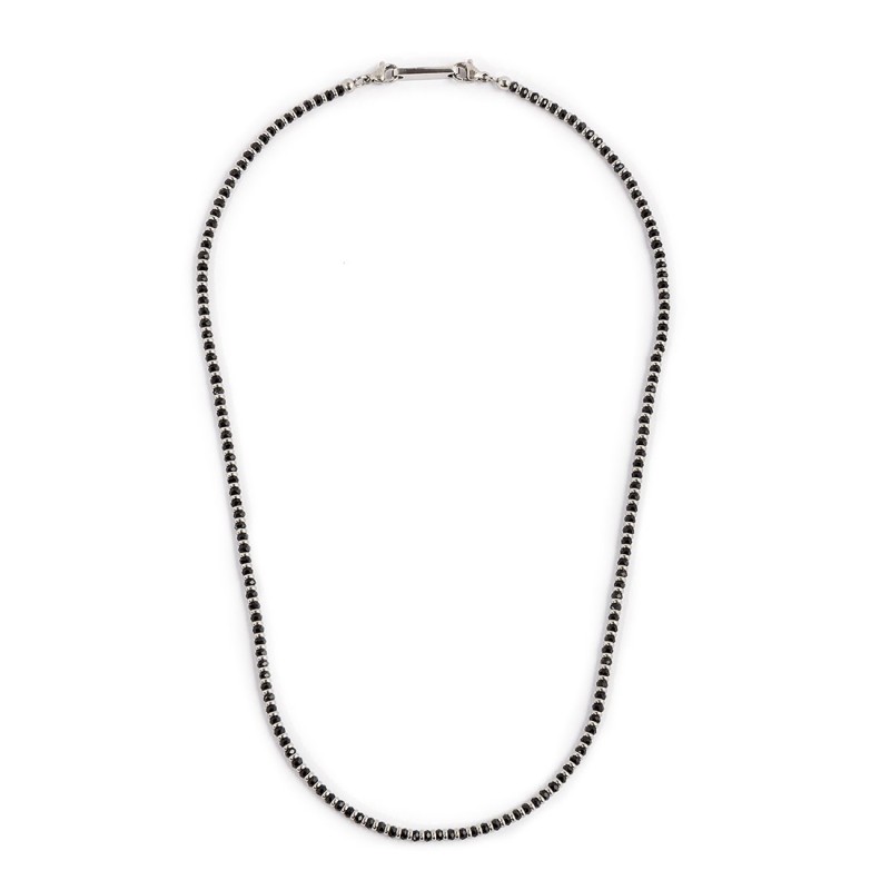 S.STEEL NECKLACE WITH BLACK AGATE S.steel necklace with box rounded chain, 0,80 mm thickness, with alternated black agate sphere S.STEEL NECKLACE WITH BLACK AGATE S.steel necklace with box rounded chain, 0,80 mm thickness, with alternated black agate sphere