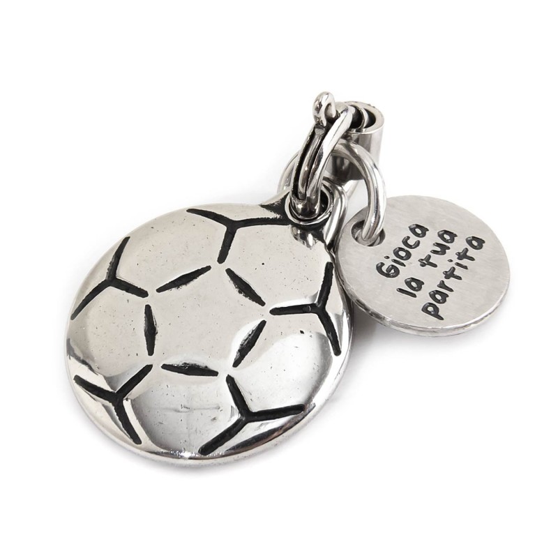 BURNISHED BALL CHARM Burnished steel charm in the shape of a ball, diameter 15 mm and total heigh 18.30 mm and round tag with th BURNISHED BALL CHARM Burnished steel charm in the shape of a ball, diameter 15 mm and total heigh 18.30 mm and round tag with th