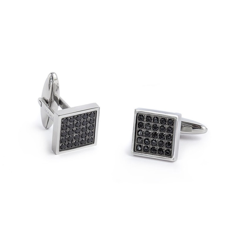 S.STEEL CUFFLINKS SQUARES WITH BLACK CRYSTALS S.steel cufflinks squares, size 13*13*21,43 mm, with gun-metal surface and black c S.STEEL CUFFLINKS SQUARES WITH BLACK CRYSTALS S.steel cufflinks squares, size 13*13*21,43 mm, with gun-metal surface and black c