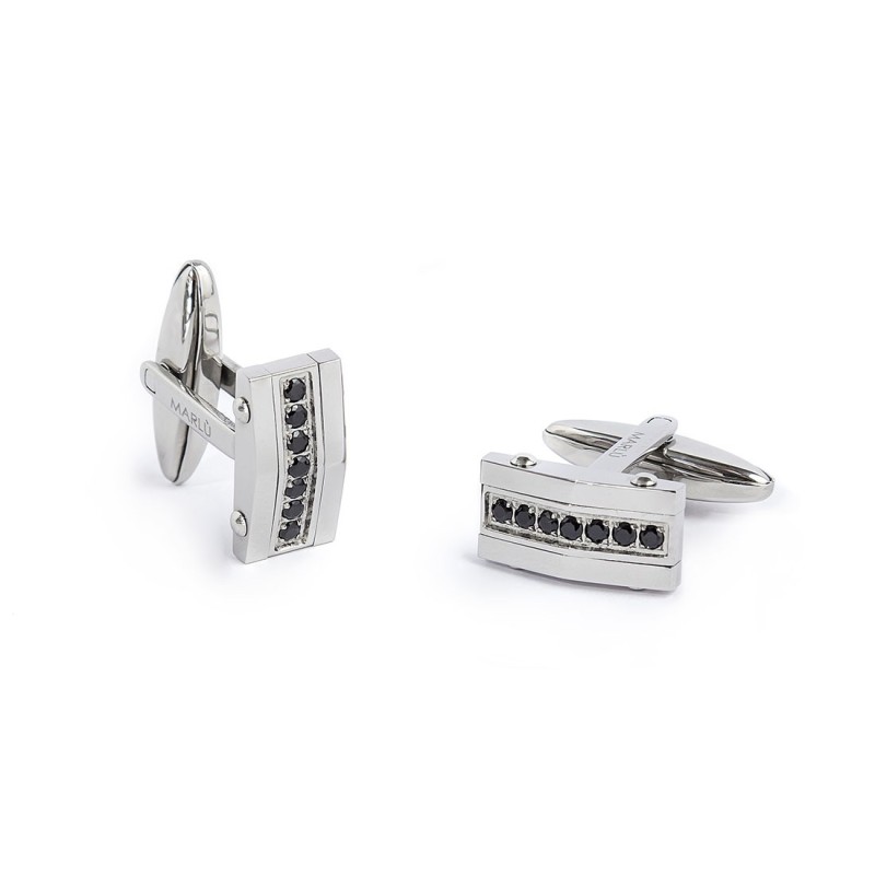 S.STEEL CUFFLINKS RECTANGULAR WITH BLACK CRYSTALS S.steel cufflinks rectangular, size 13*8*21,43 mm, with on the center a line w S.STEEL CUFFLINKS RECTANGULAR WITH BLACK CRYSTALS S.steel cufflinks rectangular, size 13*8*21,43 mm, with on the center a line w