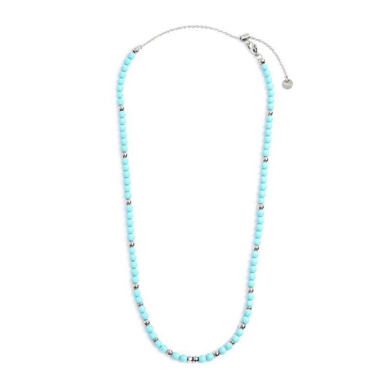 S.STEEL NACKLACE TURQUOISE STONES S.steel necklace with box rounded chain with width 0,80 mm, with faceted turquoise stones 4 mm S.STEEL NACKLACE TURQUOISE STONES S.steel necklace with box rounded chain with width 0,80 mm, with faceted turquoise stones 4 mm
