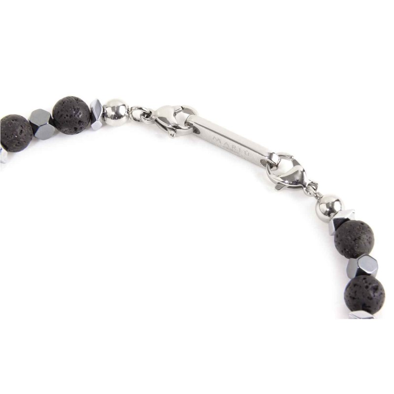 BR LAVA STONE AND HEMATITE BEADS S.steel polished bracelet on center with s.steel element with black oil texture 7.30*5.30 mm, a BR LAVA STONE AND HEMATITE BEADS S.steel polished bracelet on center with s.steel element with black oil texture 7.30*5.30 mm, a
