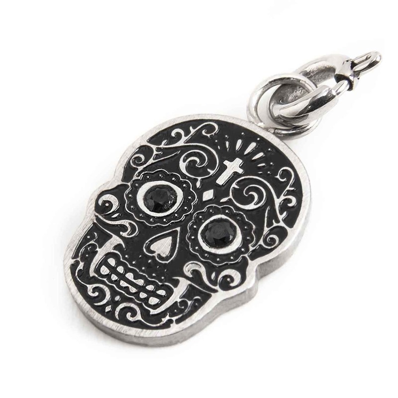 S.S.MATT WITH BLACK OIL CH MEXICAN SKULL S.steel matt with black oil charm mexican skull shape 13.60 mm*10.25 mm, thickness 1.50 S.S.MATT WITH BLACK OIL CH MEXICAN SKULL S.steel matt with black oil charm mexican skull shape 13.60 mm*10.25 mm, thickness 1.50
