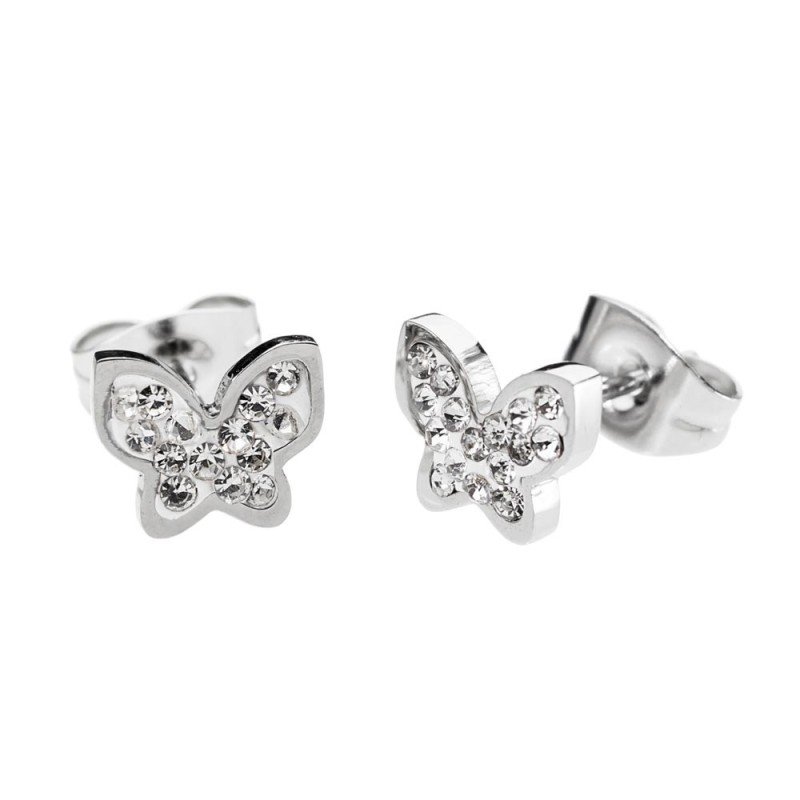 316L EARRINGS BUTTERFLY  WITH STONES 316 S.STEEL EARRING WITH 7.5*6.4*1.5 MM BUTTERFLY,BUTTERFLY WITH CLAY AND RHINESTONES 316L EARRINGS BUTTERFLY  WITH STONES 316 S.STEEL EARRING WITH 7.5*6.4*1.5 MM BUTTERFLY,BUTTERFLY WITH CLAY AND RHINESTONES