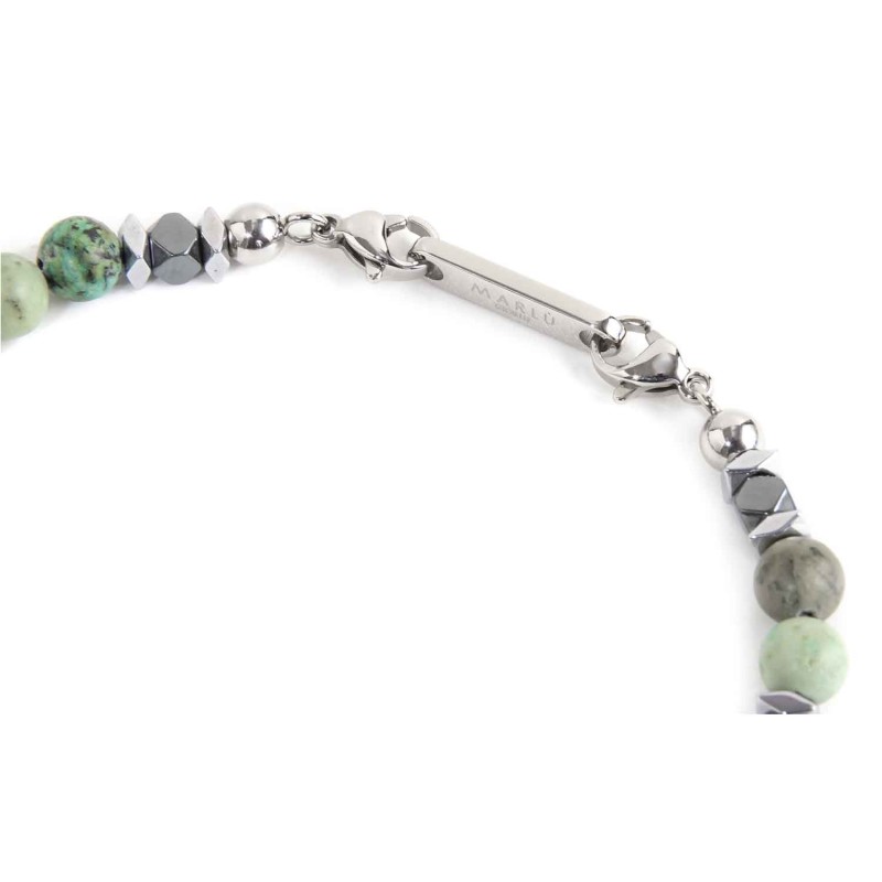 BR AFRICAN TURQUOISE AND HEMATITE BEADS S.steel polished bracelet on center with octagonal pyrite 7*6.30 mm, alternate african t BR AFRICAN TURQUOISE AND HEMATITE BEADS S.steel polished bracelet on center with octagonal pyrite 7*6.30 mm, alternate african t
