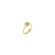 S.S GOLD IP RING SQUARE ELEM. HEART RED CZ STONE Polished s.steel gold ip ring with dots texuture, width 1,50 mm, thickness 1,30