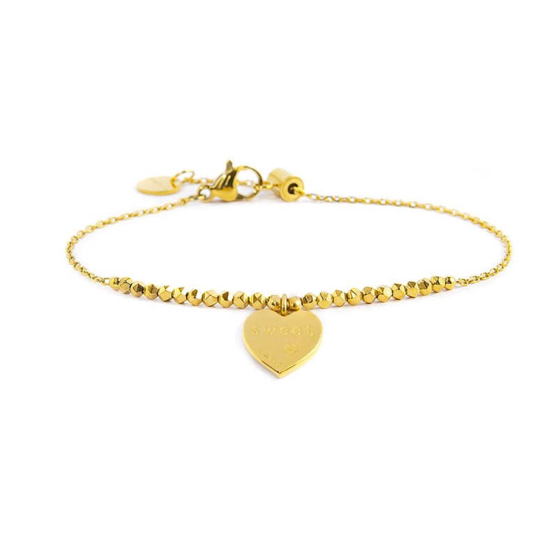 S.S.GOLD IP BRACELET HEART PENDANT AND HEMATITE S.steel gold ip bracelet main chain is "O" chain, 1,20 mm width, 0,26 mm thickne S.S.GOLD IP BRACELET HEART PENDANT AND HEMATITE S.steel gold ip bracelet main chain is "O" chain, 1,20 mm width, 0,26 mm thickne