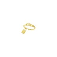 S.S GOLD IP RING PADLOCK PEND WITH RED CRYSTAL SIZE 52 Polished s.steel gold ip with dots texture by stamping, 1,50 mm width, 1,