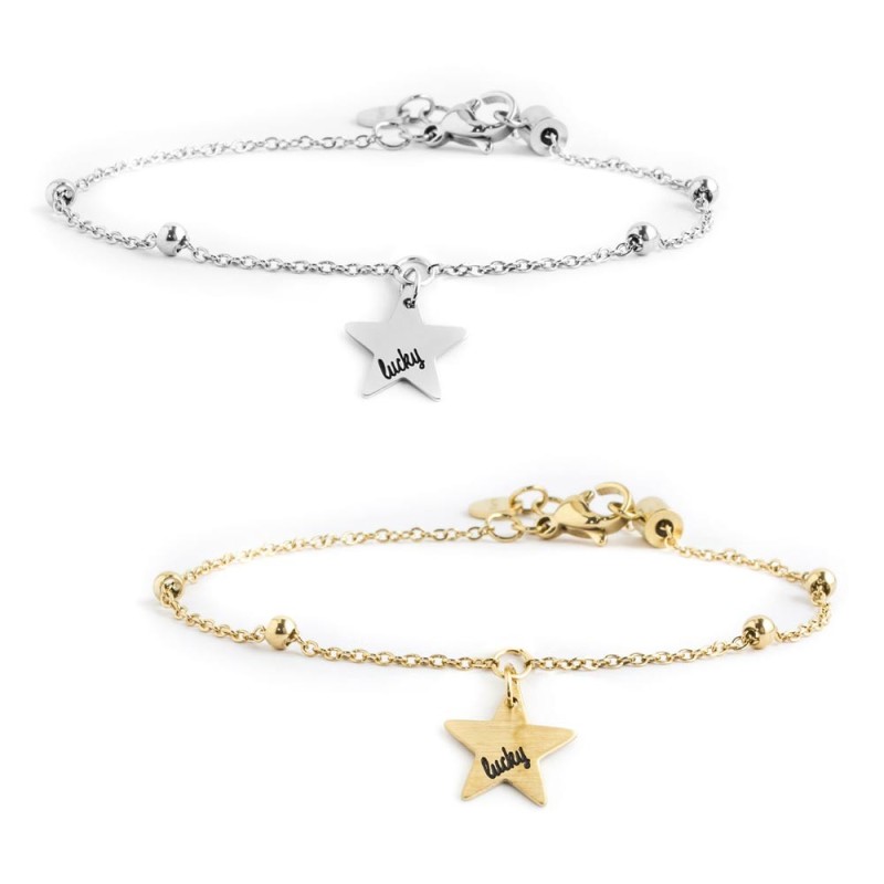 BRACCIALE ACCIAIO STELLA LUCKY PENDENTE BRACCIALE ACCIAIO STELLA LUCKY PENDENTE