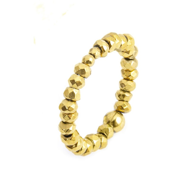 Anello elastico ematite sfaccettata Anello elastico ematite sfaccettata