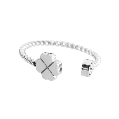 316L PHALANX RING CLOVER WITH CRYSTAL  46 316 S.STEEL TWIST RING IN 1.3 MM WITH A 5.7*6.2*1.5 CLOVER AND A 2.5 MM WHITE CRYSTAL 316L PHALANX RING CLOVER WITH CRYSTAL  46 316 S.STEEL TWIST RING IN 1.3 MM WITH A 5.7*6.2*1.5 CLOVER AND A 2.5 MM WHITE CRYSTAL