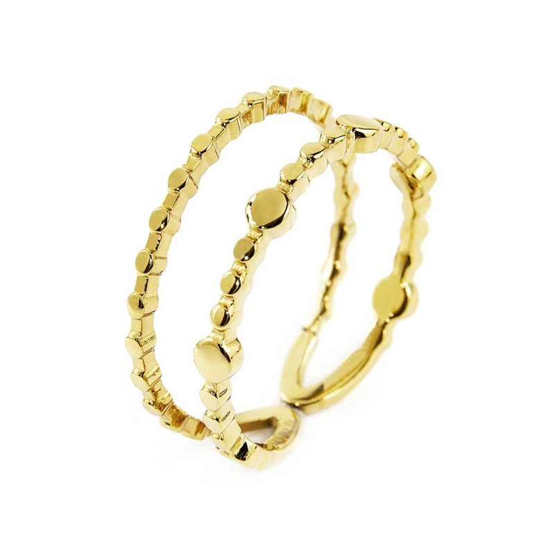 Anello doppia fascia trama puntinata mista Anello doppia fascia trama puntinata mista